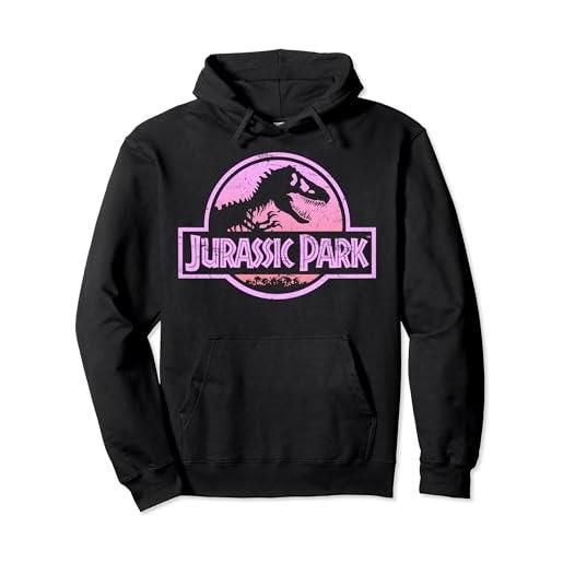 Jurassic Franchise jurassic park retro neon pink logo c1 felpa con cappuccio