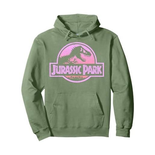 Jurassic Park – Felpa Con Cappuccio Uomo Logo Distressed – Nero, Taglie Fino A XXL – 80% Cotone, Certificata Öko-Tex - copertina