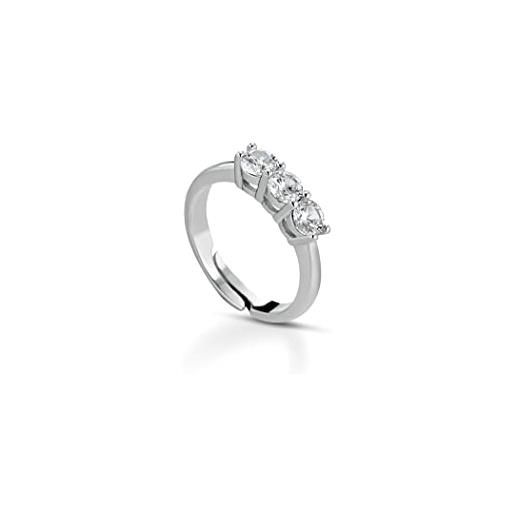 Donipreziosi anello trilogy donna in argento 925% con pietre zirconi taglio brillante regolabile - ideale come regalo fidanzata, moglie anniversario - dimensione pietre 5 mm