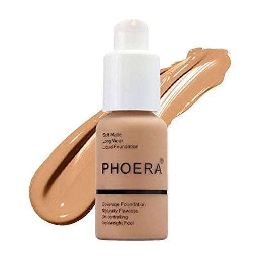 Phoera aquapurity Phoera® - fondotinta a copertura completa, con controllo dell'olio, morbido, opaco, 30 ml, crema impeccabile a lunga durata (105 sabbia)