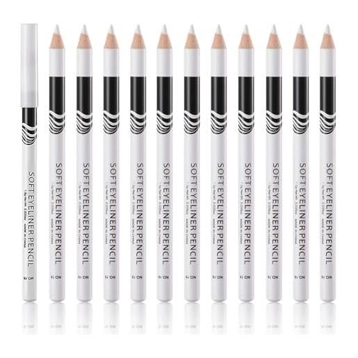 TAORANJU 12 matite per eyeliner bianche durature per occhi illuminanti illuminanti strumenti per il trucco penne bianche per eyeliner ombretto e matita per labbra