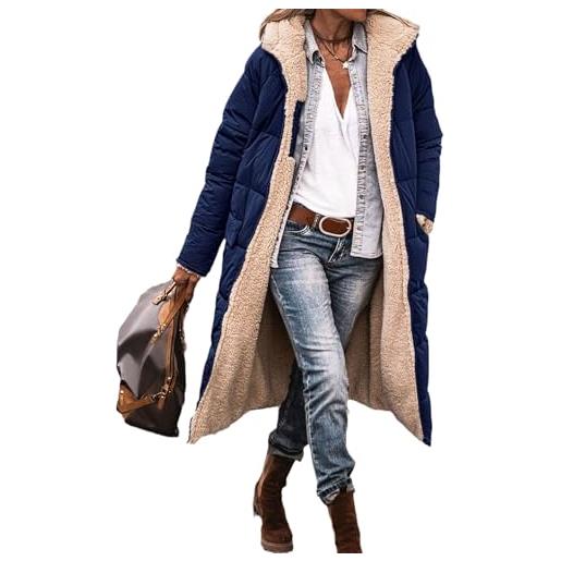 EGSDMNVSQ cappotti invernali giacca invernale da donna piumini lunghi con cappuccio cappotto trapuntato giacca in pile piumino spesso felpa con cappuccio con zip cappotto