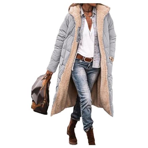 EGSDMNVSQ cappotti invernali giacca invernale da donna piumini lunghi con cappuccio cappotto trapuntato giacca in pile piumino spesso felpa con cappuccio con zip cappotto