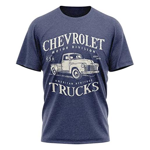 Chevrolet heritage trucks - maglietta da uomo blu navy, blu marino screziato, xxl