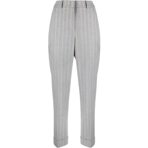 Peserico pantaloni affusolati crop a righe - grigio
