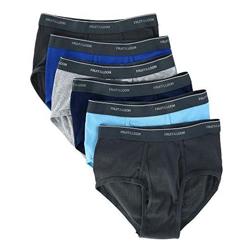 Fruit of the loom men's fashion brief assorted (pack of 6), solids and stripes, large