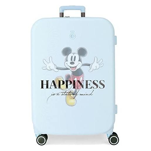Disney mickey happiness valigia media blu 48x70x28 cm abs rigido chiusura tsa integrata 79l 4,32 kg 4 doppie ruote