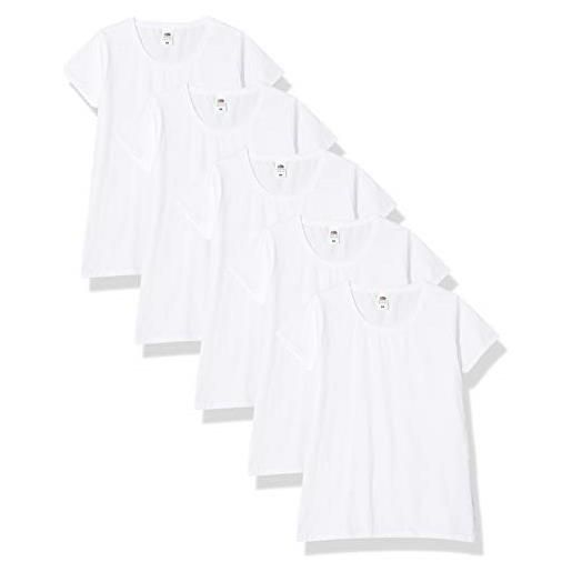 Fruit of the Loom lady-fit valueweight tee, 5 pack t-shirt, bianco (white 30), xl (pacco da 5) donna