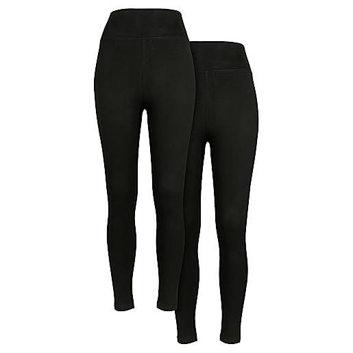 Urban Classics ladies high waist jersey leggings 2-pack, leggings, donna, nero (black+black), s