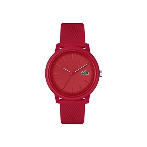 Lacoste orologio analogico al quarzo da uomo con cinturino in silicone rosso - 2011173