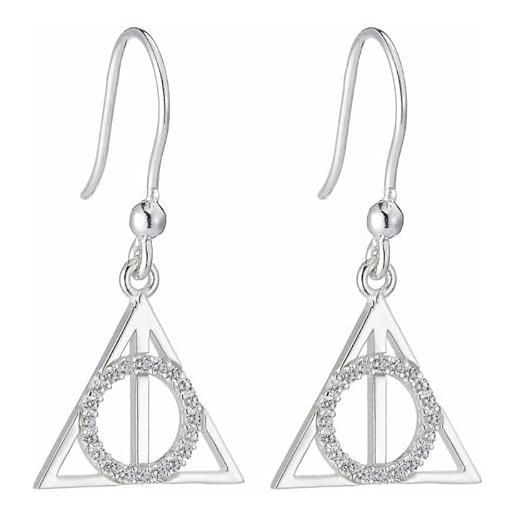 Harry Potter orecchini pendenti in argento sterling con cristalli e i doni della morte, misura unica, argento sterling, cristallo