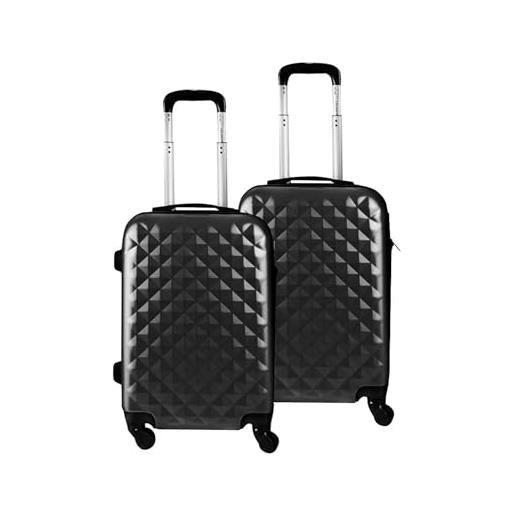 CELIMS - valigia da viaggio con ruote girevoli, 360 gradi, nero , petite cabine (18pouces) x2, custodia rigida