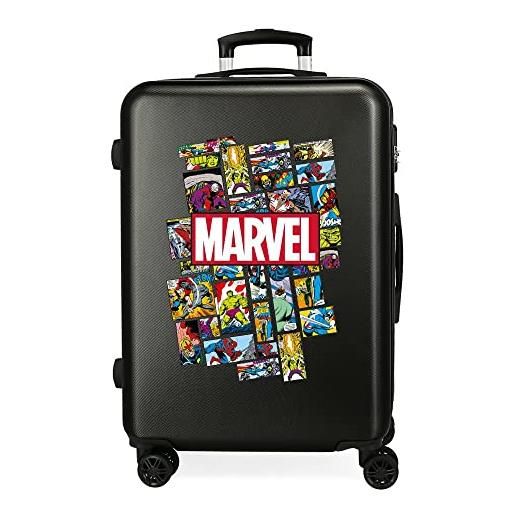 Marvel avengers comic valigia media nero 48x68x26 cms rigida abs chiusura a combinazione numerica 70l 3,7kgs 4 doppie ruote