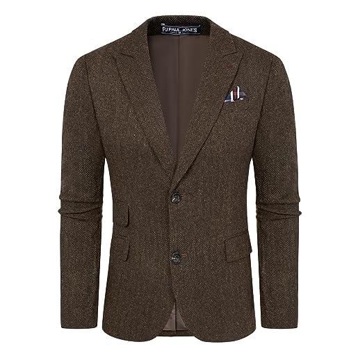 PJ PAUL JONES sakko - blazer britannico da uomo, vestibilità normale, con 2 bottoni, stile moderno, marrone, m
