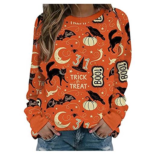 Generic costumi halloween donna maglia da donna felpa manica lunga halloween clubbing maglioni casual uniforme colf (orange, l)