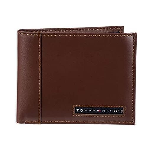 Tommy Hilfiger sw-915675-tan accessori da viaggio-portafoglio in pelle, bi-fold, sottile, beige chiaro, taglia unica uomo