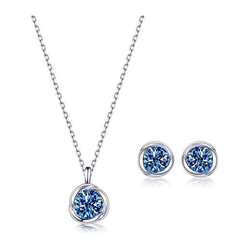 immobird set di gioielli in argento 925, collana e orecchini da donna con 5a cubic zirconia stone, regalo per donne e ragazze