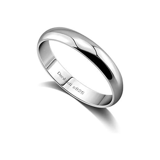Dankadi moda anello in argento sterling 925 liscio cupola comfort anello da sposa in argento massiccio per uomini e donne anello da 3,5 mm 44#-70# jewelry gift, argento sterling