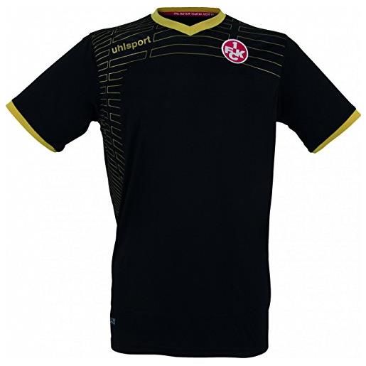 uhlsport, maglietta a mezze maniche divisa sportiva fck, nero (schwarz/gold), xxs/xs