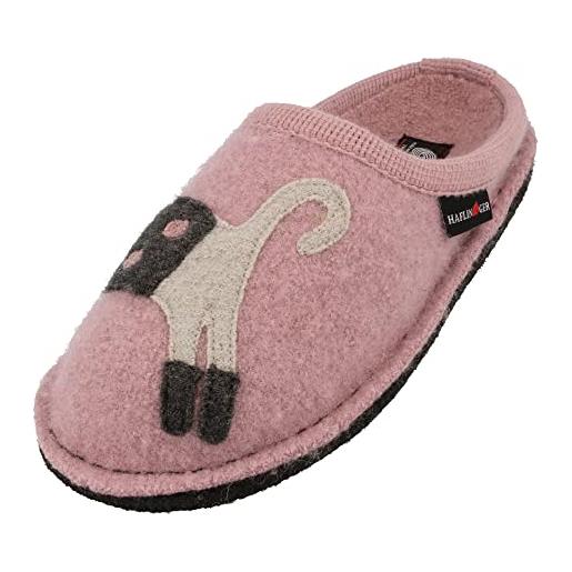 HAFLINGER flair cucho pantofole in lana cerata gatto stonewashed, taglia 42