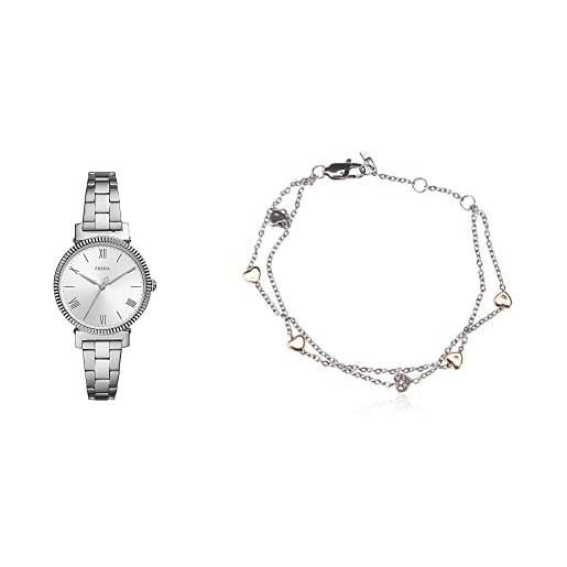 Fossil daisy 3, orologio, da donna, cassa 34 mm, movimento al quarzo + braccialetto, donna, acciaio inossidabile, jf02854998