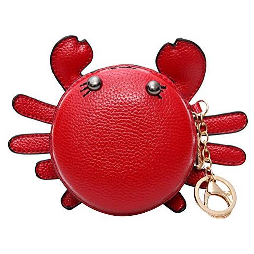 Theaque portamonete mini granchio sacchetto carino cartone animato cambiare borsa bella portafoglio borsa chiave in pelle morbida, rosso, about 9x9.5x5cm/3.5x3.7x2 inch, borsa da donna