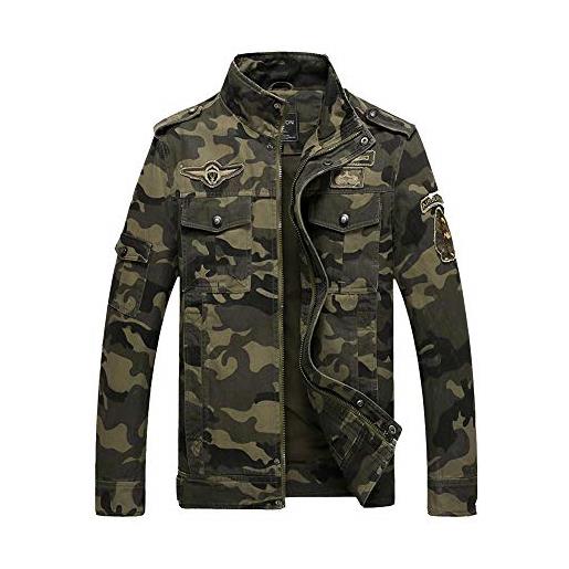 BaronHong giacca in denim mimetico militare us army uomo (verde militare, xl)