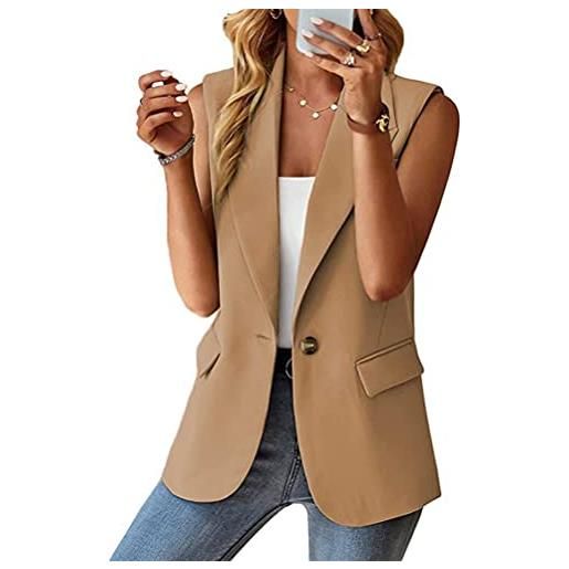 shownicer blazer gilet donna casual senza maniche scollo a v sottile gilet con un bottone moda ufficio business blazer tailleur giacche gilet panciotto con tasche b sty07 m