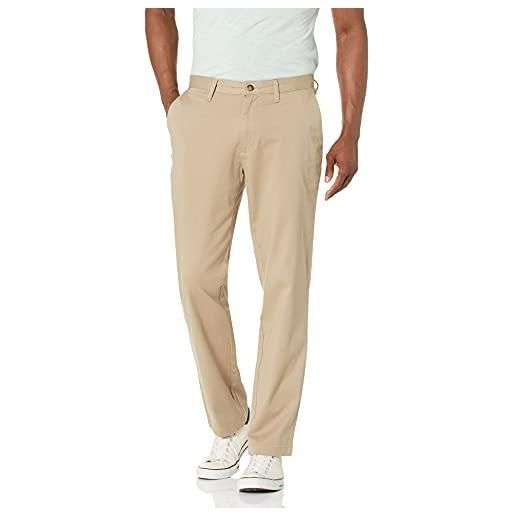 Nautica men's classic fit flat front stretch solid chino deck pant, stone, 42w 32l