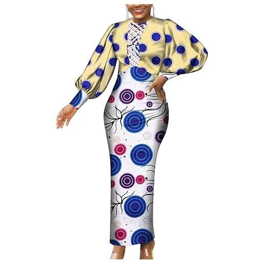 Wvapzxx abiti africani dashiki per donna abito da sera aderente con stampa africana a maniche lunghe o collo