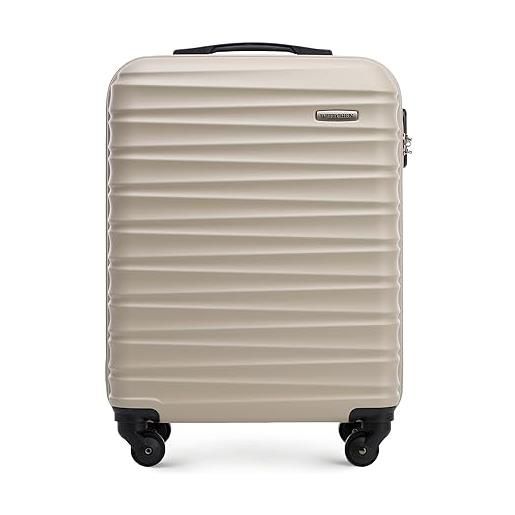 WITTCHEN valigia da viaggio bagaglio a mano valigia da cabina valigia rigida in abs con 4 ruote girevoli serratura a combinazione maniglia telescopica groove line taglia s beige