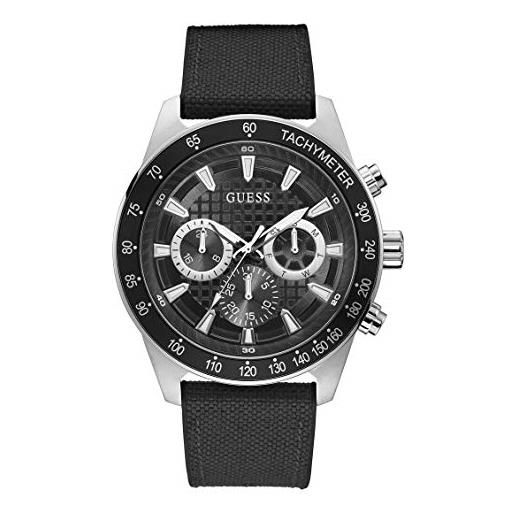 GUESS men's stainless steel quartz watch with silicone strap, flat black, 24 (model: gw0206g1)