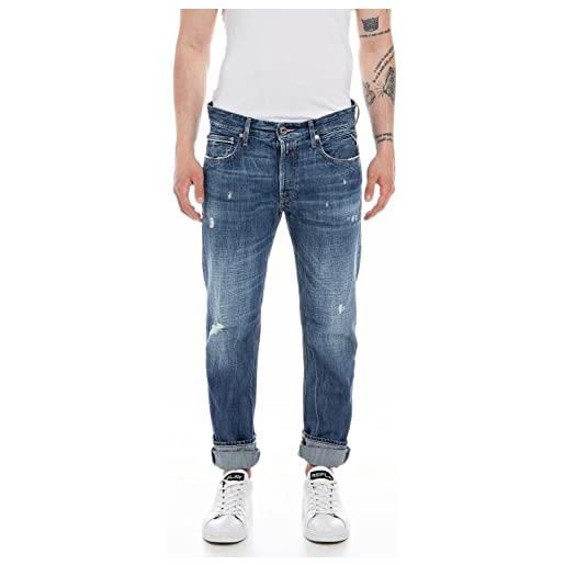 REPLAY ma972q grover aged jeans, medium blue 009, 29w / 34l uomo