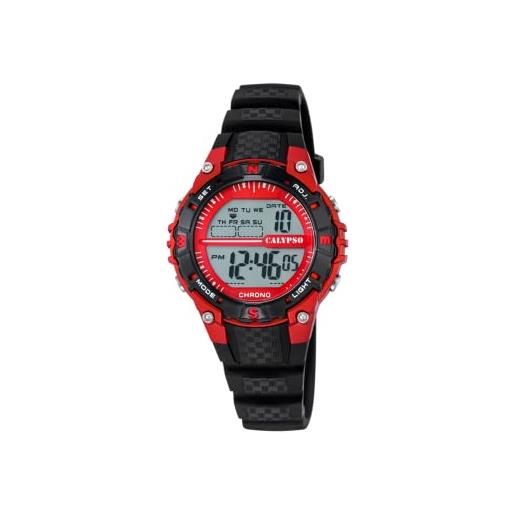 Calypso-orologio digitale unisex, con display lcd digitale e cinturino in plastica, colore: nero, 6 k5684