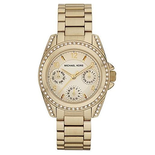 Michael Kors orologio bradshaw donna, movimento cronografo al quarzo, cassa in acciaio inossidabile dorata da 43 mm con bracciale in acciaio inossidabile, mk5739, tono oro e nero