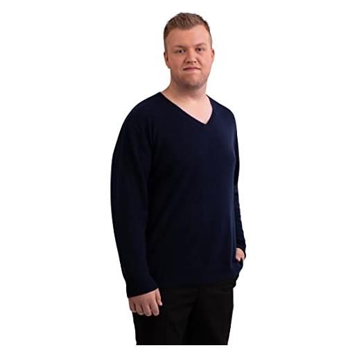 CASH-MERE.CH maglione da uomo in 100% cashmere in taglie grandi | maglione con scollo a v taglie forti, blu marino, xxxxl