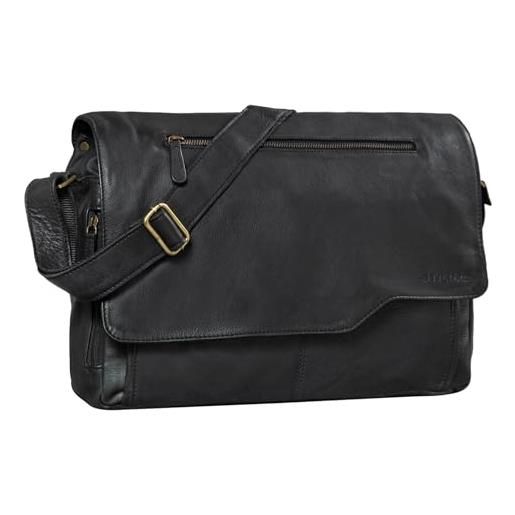 STILORD 'marvin' borsa messenger vintage in pelle grande borsa a tracolla da uomo donna per l'università ufficio lavoro borsa porta pc 15.6 pollici, colore: nero