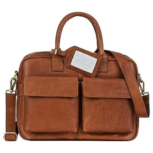 STILORD 'carlo' borsa da ufficio in vera pelle portadocumenti vintage valigetta 24 ore ventiquattrore borsa lavoro cuoio uomo donna, colore: maraska - marrone