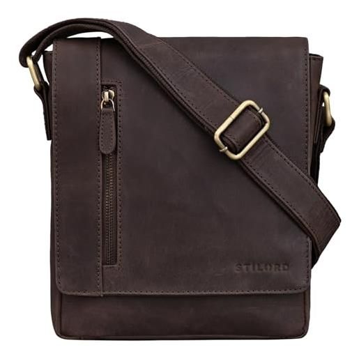 STILORD 'easton' borsa messenger piccola in pelle borsello uomo cuoio con tracolla per tablet da 10,1 pollici viaggio, colore: marrone - moscato