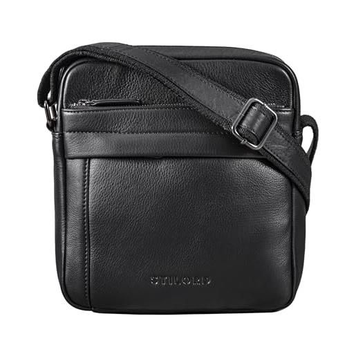 STILORD 'craig' borsello a mano uomo pelle vintage messenger bag per tablet piccola borsa a tracolla elegante borsa crossbody di cuoio genuino, colore: nero