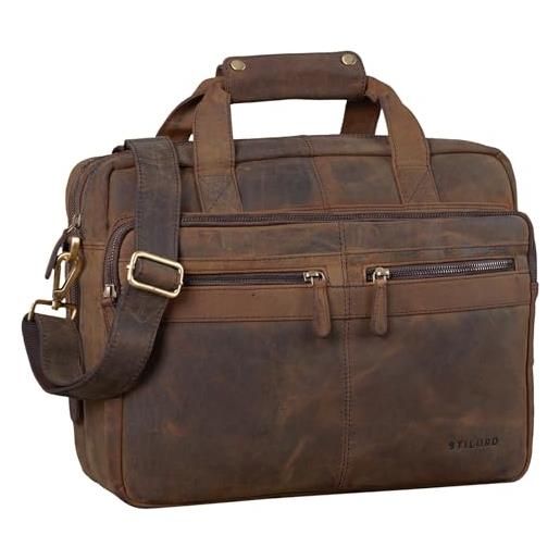 STILORD 'explorer' borsa da lavoro porta documenti grande in pelle a tracolla per pc uomo donna stile vintage per insegnante ufficio, colore: colorado - marrone