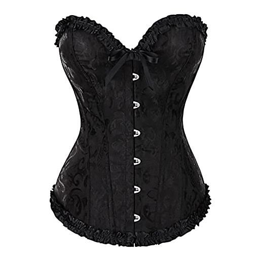 FEOYA corsage - corsetto da donna in raso, con laccio a g, top, nero , xxs