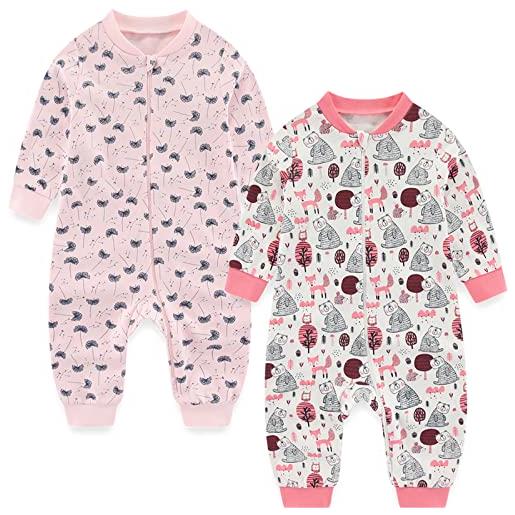 MAMIMAKA pigiama in cotone con cerniera a 2 vie, per neonati, per giocare e dormire, senza piedi, per 0-18 mesi, footless-1, 18 mesi