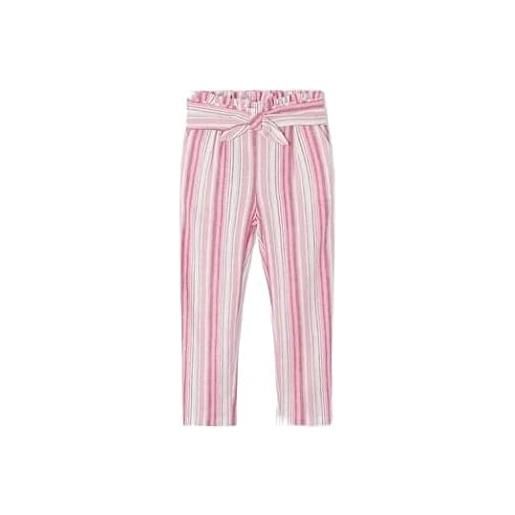 Mayoral pantalone in lino e cotone bambina 5 anni - 110 cm design a righe rosa fuxia