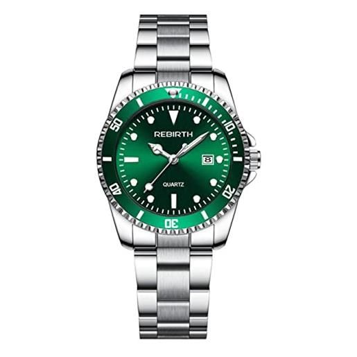 MOJARI orologio da donna orologio da donna di lusso in acciaio inossidabile orologio da donna argento orologio da donna al quarzo verde orologio da donna, d
