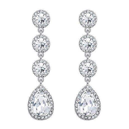 Clearine orecchini donna elegante matrimonio nuziale cristallo a goccia lampadario orecchini pendente trasparente argento-fondo