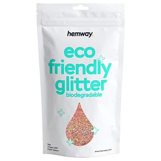 Hemway eco friendly biodegradabile glitter 100g / 3,5 once bio cosmetic sicuro sparkle vegan per face, ombretto - 1/40 0,025 0,6 millimetri - oro rosa olografica