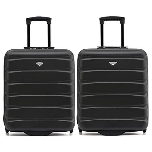 Flight Knight set di 2 valigie rigide in abs leggere a 2 ruote - bagaglio a mano da cabina approvato per compagnie aeree come ba e dimensioni massime per easyjet borsa da cabina grande 56x45x25cm