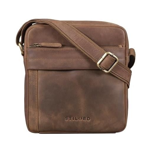 STILORD 'craig' borsello a mano uomo pelle vintage messenger bag per tablet piccola borsa a tracolla elegante borsa crossbody di cuoio genuino, colore: marrone medio