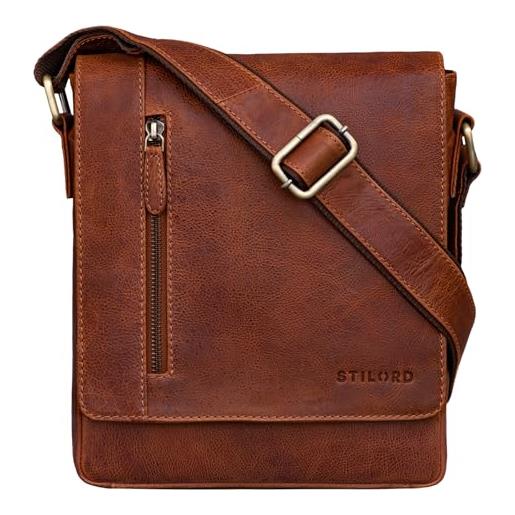 STILORD 'easton' borsa messenger piccola in pelle borsello uomo cuoio con tracolla per tablet da 10,1 pollici viaggio, colore: arrona - marrone
